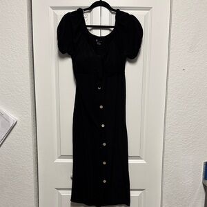 No Boundaries Black Button-Front Midi Dress